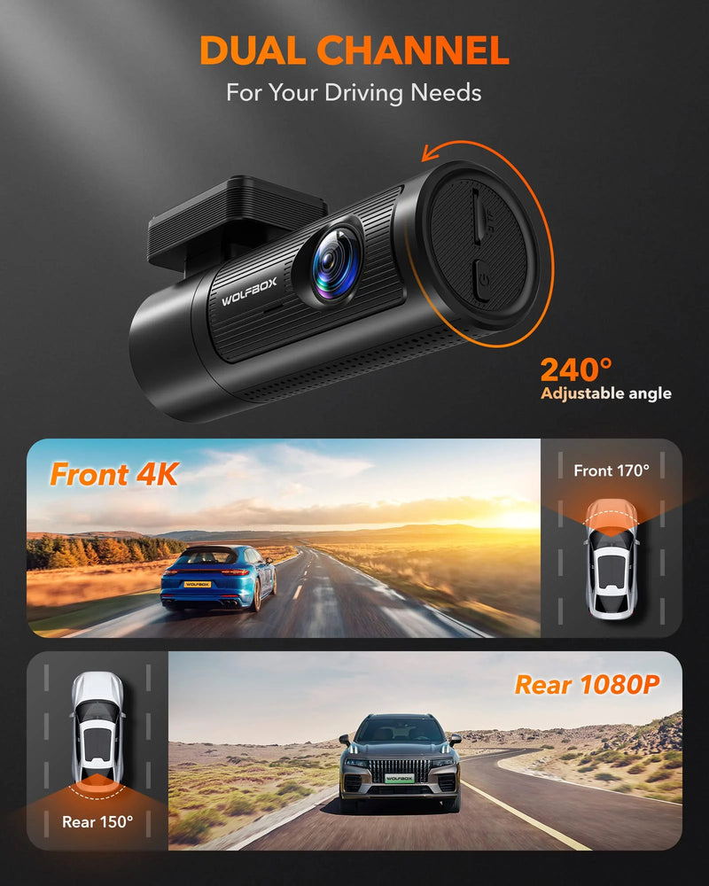 Wolfbox i05 4K Front Dash Cam Front and 1080p Rear with GPS and WiFi