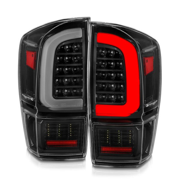 Full LED C Bar Tail Lights Black w/ Sequential Turn Signal for 2016-2023 Toyota Tacoma - Aspire Auto Accessories