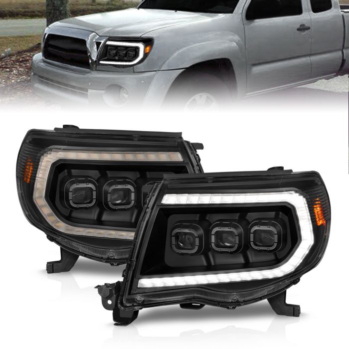 TOYOTA TACOMA 05-11 FULL LED PROJECTOR HEADLIGHTS BLACK W/ INITIATION FEATURE & SEQUENTIAL SIGNAL - Aspire Auto Accessories