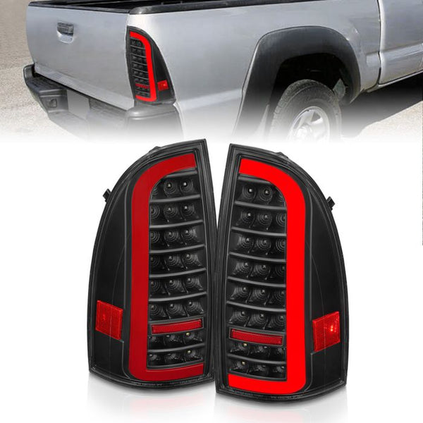 TOYOTA TACOMA 05-15 LED BAR STYLE TAIL LIGHTS BLACK CLEAR LENS W/ SEQUENTIAL SIGNAL - Aspire Auto Accessories