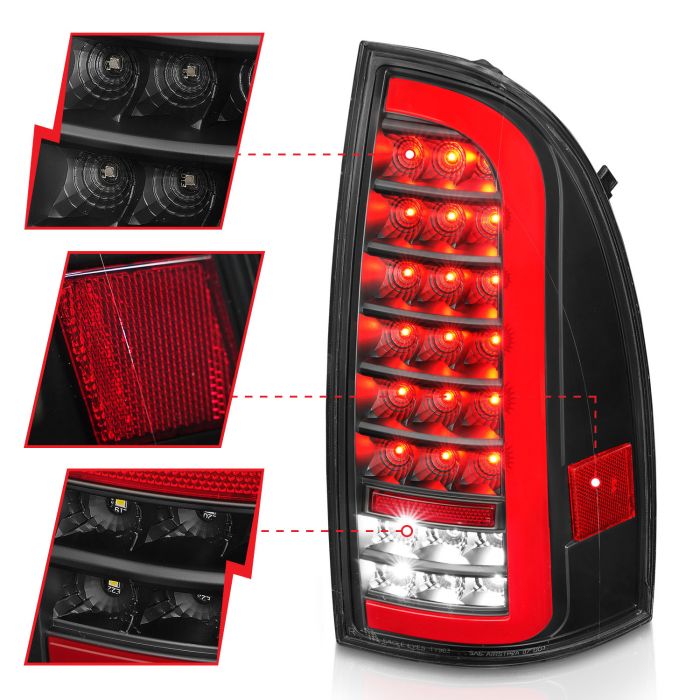 TOYOTA TACOMA 05-15 LED BAR STYLE TAIL LIGHTS BLACK CLEAR LENS W/ SEQUENTIAL SIGNAL - Aspire Auto Accessories