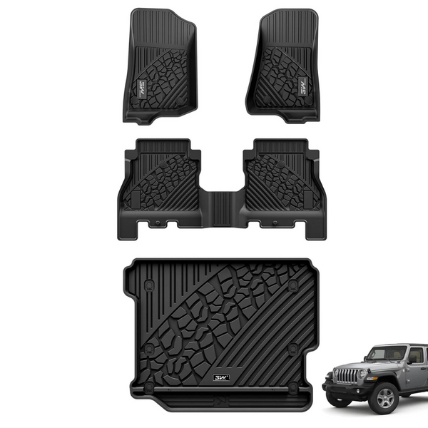 3W Floor Mats and Trunk Mat for Jeep Wrangler JL (2018-2023)