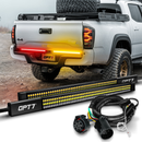 OPT7 Redline Parlux Triple Row LED Tailgate Light Bar Bundle with 7 Pin to 4 Pin Trailer Extension Adapter Harness with Reverse Wire for Tacoma (2005-2023) - Aspire Auto Accessories