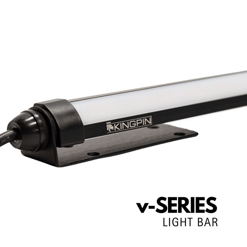 Kingpin v-Series 40" LED light close up showing full 180 degree rotation pivoting capability