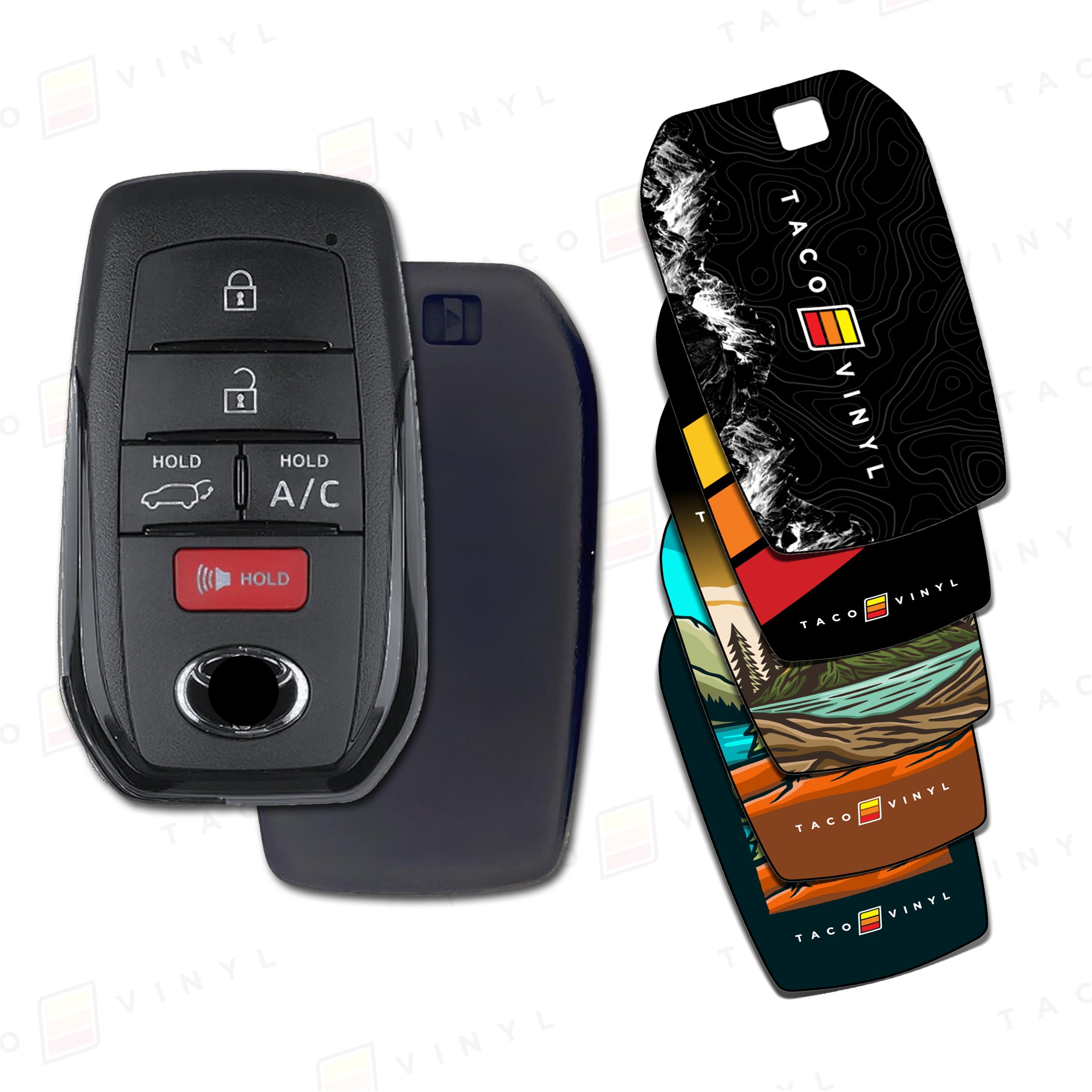 Taco Vinyl Key Fob Decals for Toyota Smart Key (HYQ14FBX)