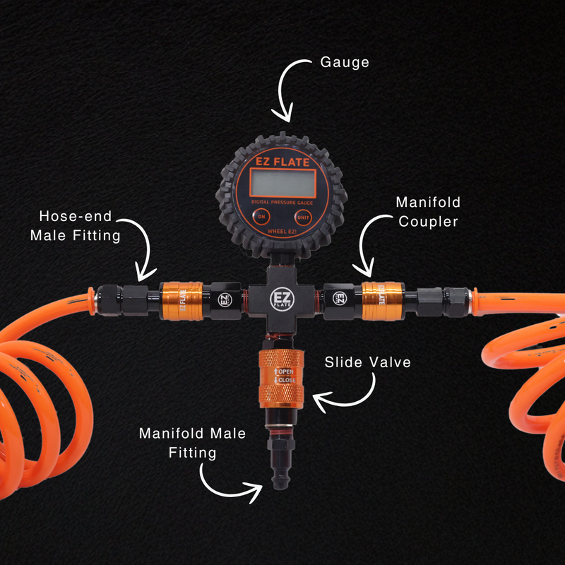 EZ Flate Recoil 4-Way Hose Kit with Standard Manifold