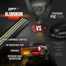 OPT7 Redline Parlux Triple Row LED Tailgate Light Bar Bundle with 7 Pin to 4 Pin Trailer Extension Adapter Harness with Reverse Wire for Tacoma (2005-2023) - Aspire Auto Accessories