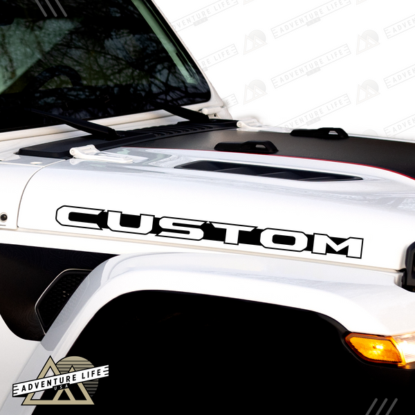 Adventure Life Custom Hood Lettering Inspired by Sunchaser Edition with Cutout for Jeep (Set of 2)