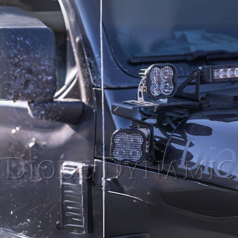 Diode Dynamics Wrangler Cowl Mount LED Brackets for Jeep JL Wrangler (2018-2023) - Aspire Auto Accessories