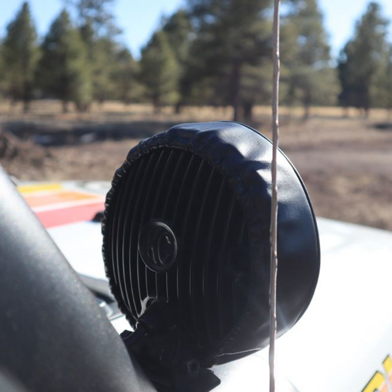 KC HiLites Cover; 6" Vinyl Black w/ Yellow KC Soft (pr) - Aspire Auto Accessories