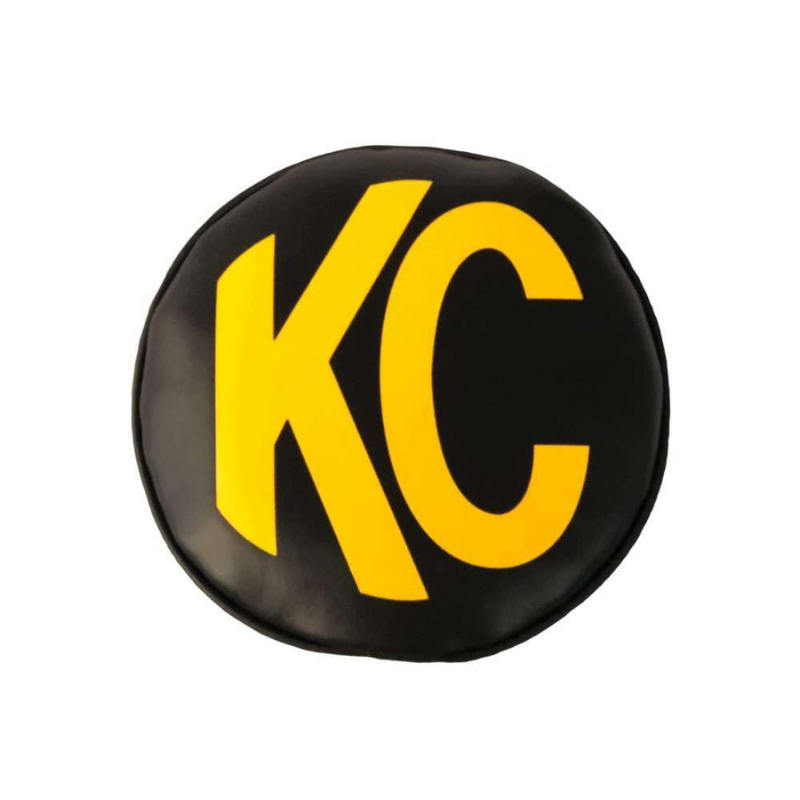 KC HiLites Cover; 6" Vinyl Black w/ Yellow KC Soft (pr) - Aspire Auto Accessories