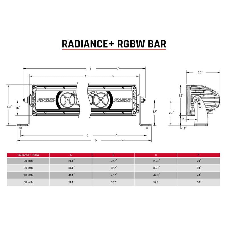 Rigid Radiance+ 40" RGBW LED Light Bar - Aspire Auto Accessories