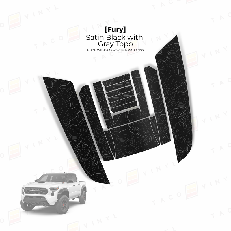 Taco Vinyl Fury Hood Scoop Stamp (W/ Long Fangs) for Tacoma (2024-2025) - Aspire Auto Accessories