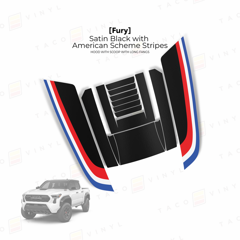 Taco Vinyl Fury Hood Scoop Stamp (W/ Long Fangs) for Tacoma (2024-2025) - Aspire Auto Accessories