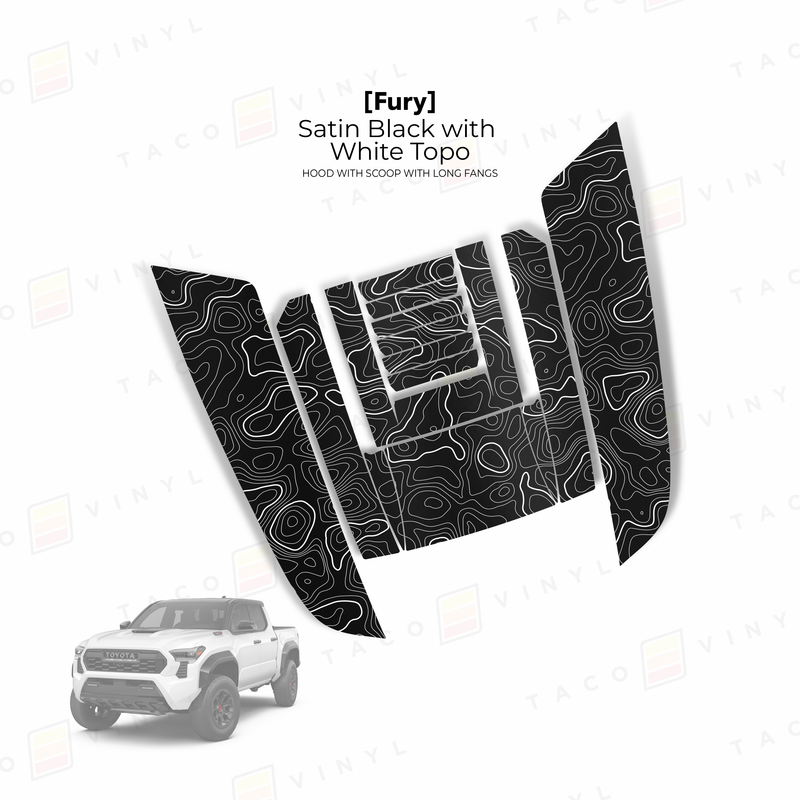 Taco Vinyl Fury Hood Scoop Stamp (W/ Long Fangs) for Tacoma (2024-2025) - Aspire Auto Accessories