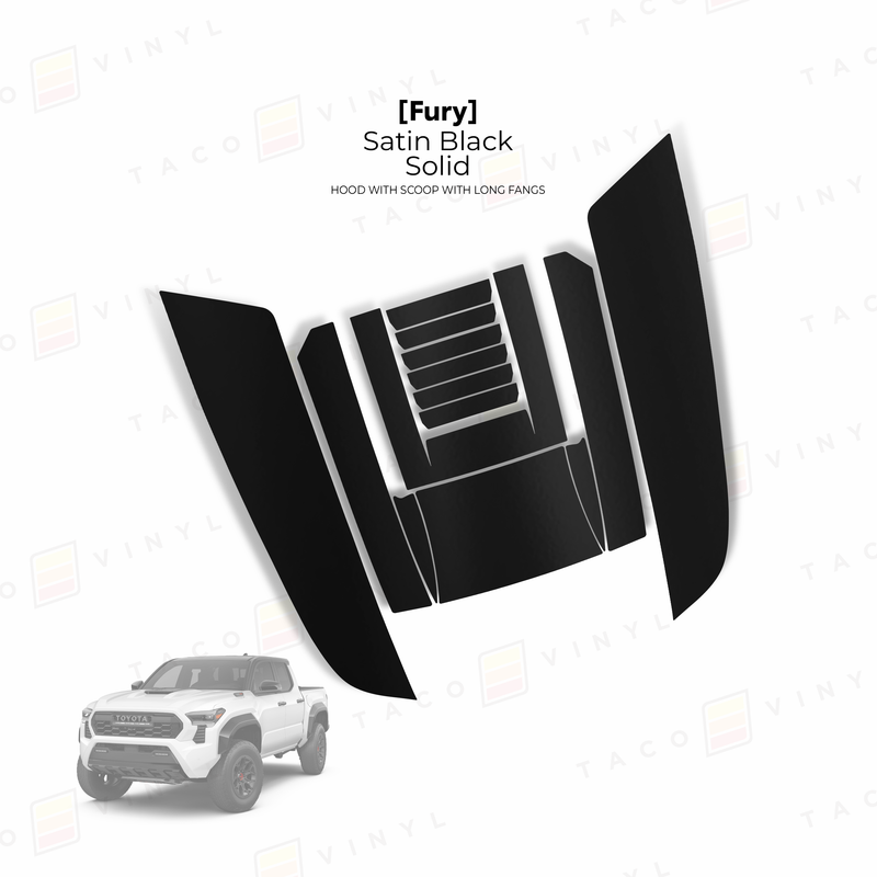Taco Vinyl Fury Hood Scoop Stamp (W/ Long Fangs) for Tacoma (2024-2025) - Aspire Auto Accessories