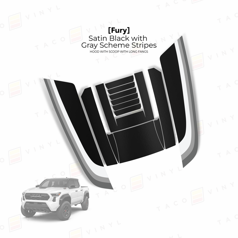 Taco Vinyl Fury Hood Scoop Stamp (W/ Long Fangs) for Tacoma (2024-2025) - Aspire Auto Accessories