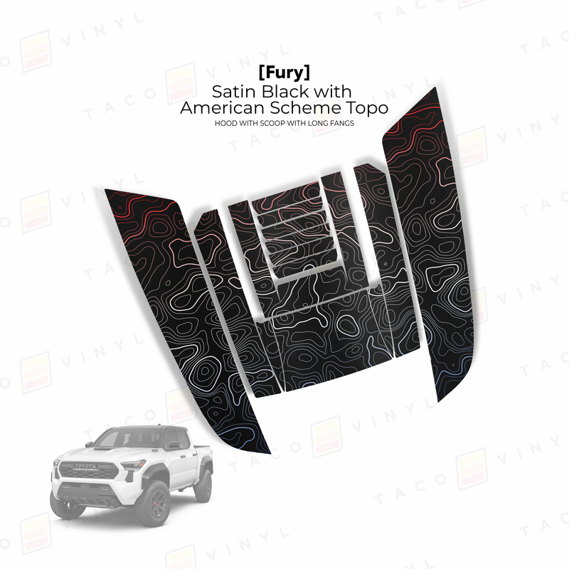 Taco Vinyl Fury Hood Scoop Stamp (W/ Long Fangs) for Tacoma (2024-2025) - Aspire Auto Accessories