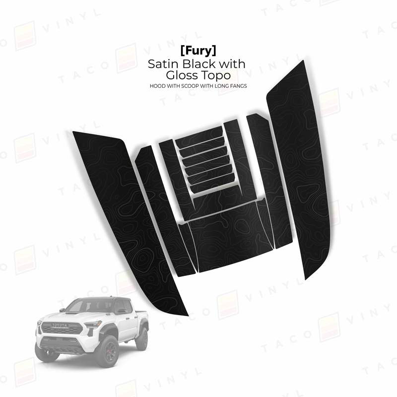 Taco Vinyl Fury Hood Scoop Stamp (W/ Long Fangs) for Tacoma (2024-2025) - Aspire Auto Accessories