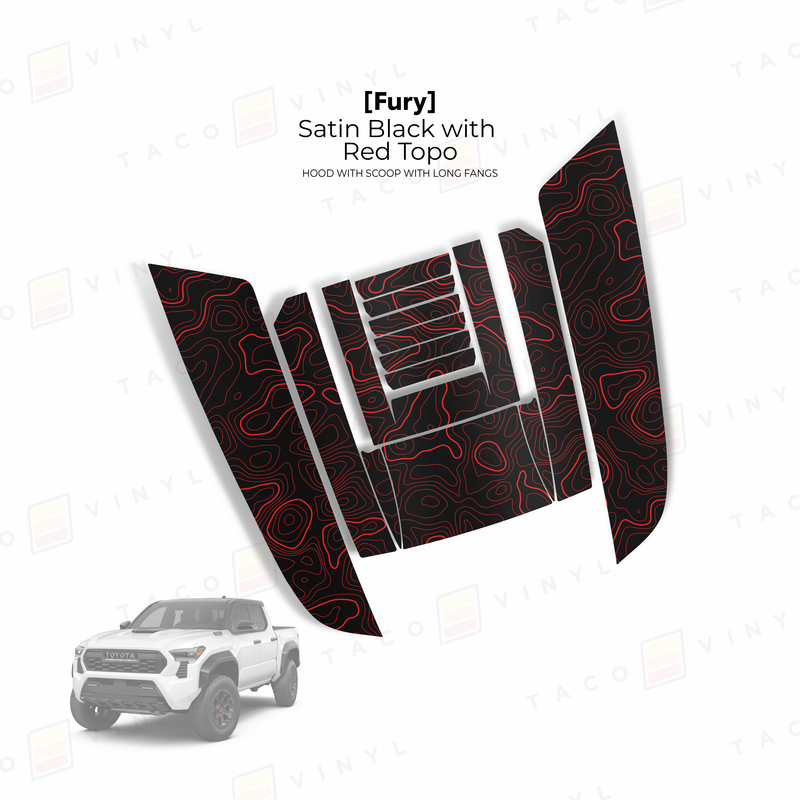 Taco Vinyl Fury Hood Scoop Stamp (W/ Long Fangs) for Tacoma (2024-2025) - Aspire Auto Accessories