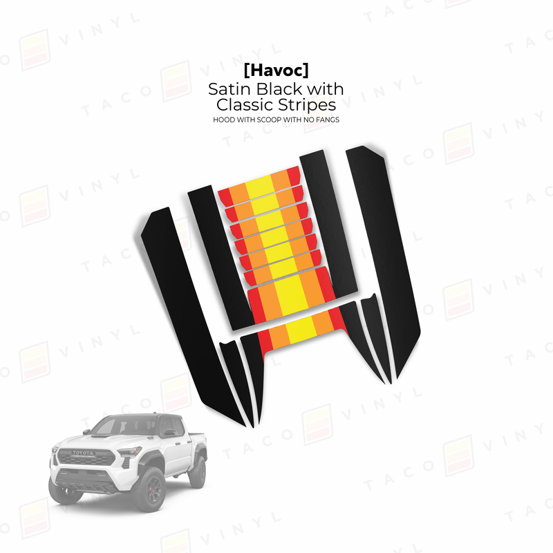 Taco Vinyl Havoc Hood Scoop Stamp (W/ No Fangs) for Tacoma (2024-2025) - Aspire Auto Accessories