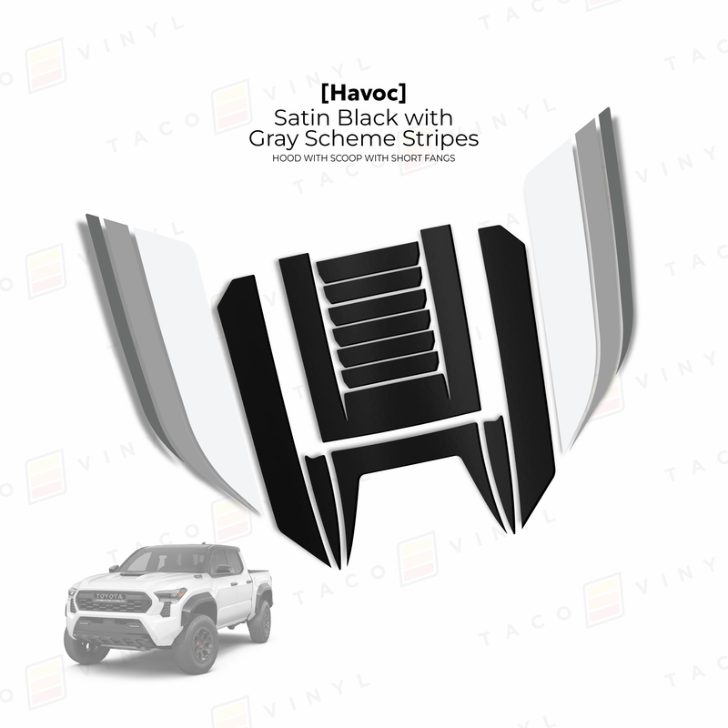 Taco Vinyl Havoc Hood Scoop Stamp (W/ Short Fangs) for Tacoma (2024-2025) - Aspire Auto Accessories