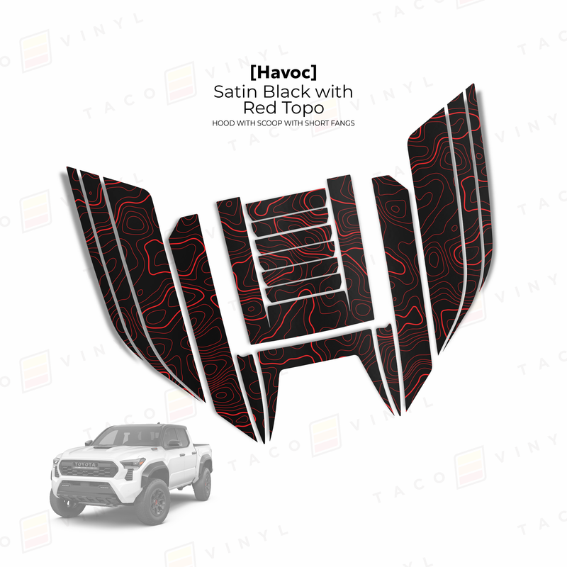 Taco Vinyl Havoc Hood Scoop Stamp (W/ Short Fangs) for Tacoma (2024-2025) - Aspire Auto Accessories