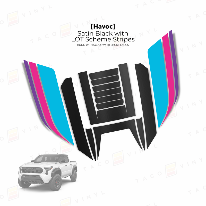 Taco Vinyl Havoc Hood Scoop Stamp (W/ Short Fangs) for Tacoma (2024-2025) - Aspire Auto Accessories