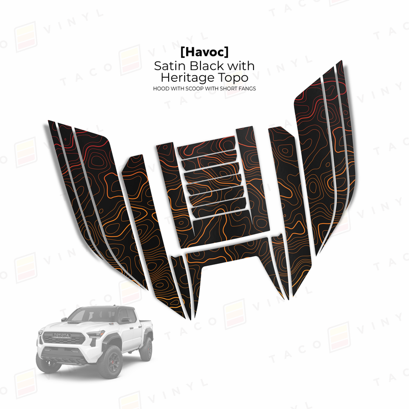 Taco Vinyl Havoc Hood Scoop Stamp (W/ Short Fangs) for Tacoma (2024-2025) - Aspire Auto Accessories