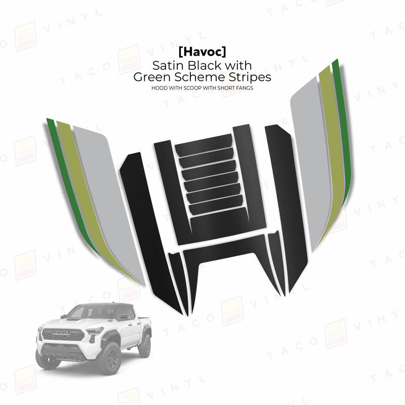 Taco Vinyl Havoc Hood Scoop Stamp (W/ Short Fangs) for Tacoma (2024-2025) - Aspire Auto Accessories