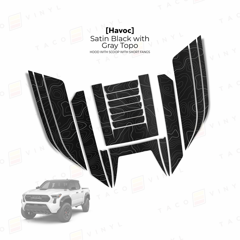 Taco Vinyl Havoc Hood Scoop Stamp (W/ Short Fangs) for Tacoma (2024-2025) - Aspire Auto Accessories