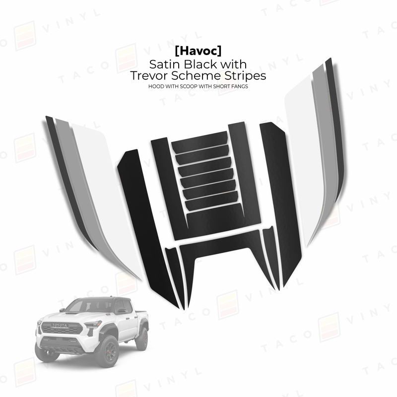 Taco Vinyl Havoc Hood Scoop Stamp (W/ Short Fangs) for Tacoma (2024-2025) - Aspire Auto Accessories