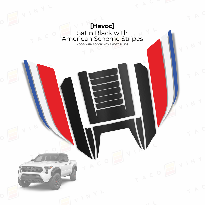Taco Vinyl Havoc Hood Scoop Stamp (W/ Short Fangs) for Tacoma (2024-2025) - Aspire Auto Accessories