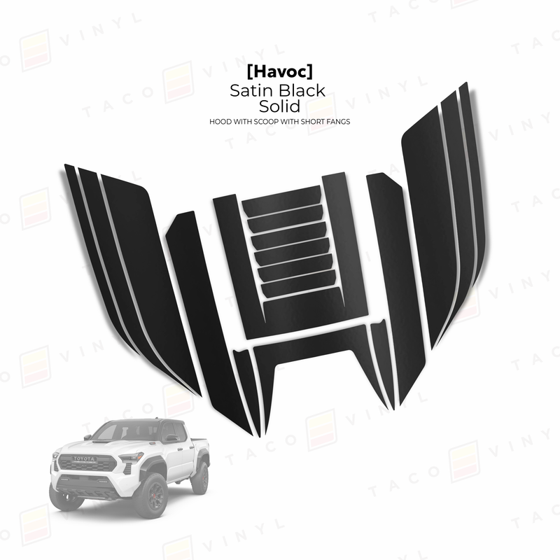 Taco Vinyl Havoc Hood Scoop Stamp (W/ Short Fangs) for Tacoma (2024-2025) - Aspire Auto Accessories