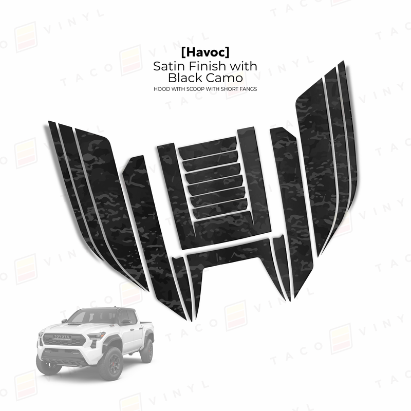Taco Vinyl Havoc Hood Scoop Stamp (W/ Short Fangs) for Tacoma (2024-2025) - Aspire Auto Accessories