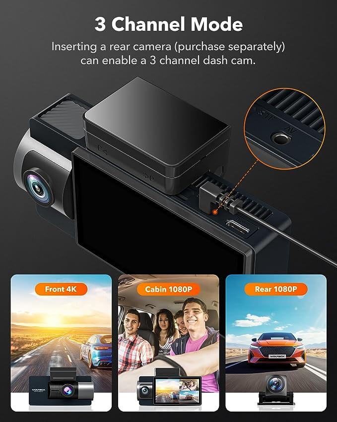 Wolfbox i17 4K+2.5K 5G WiFi Super IR Night Vision Dash Cam