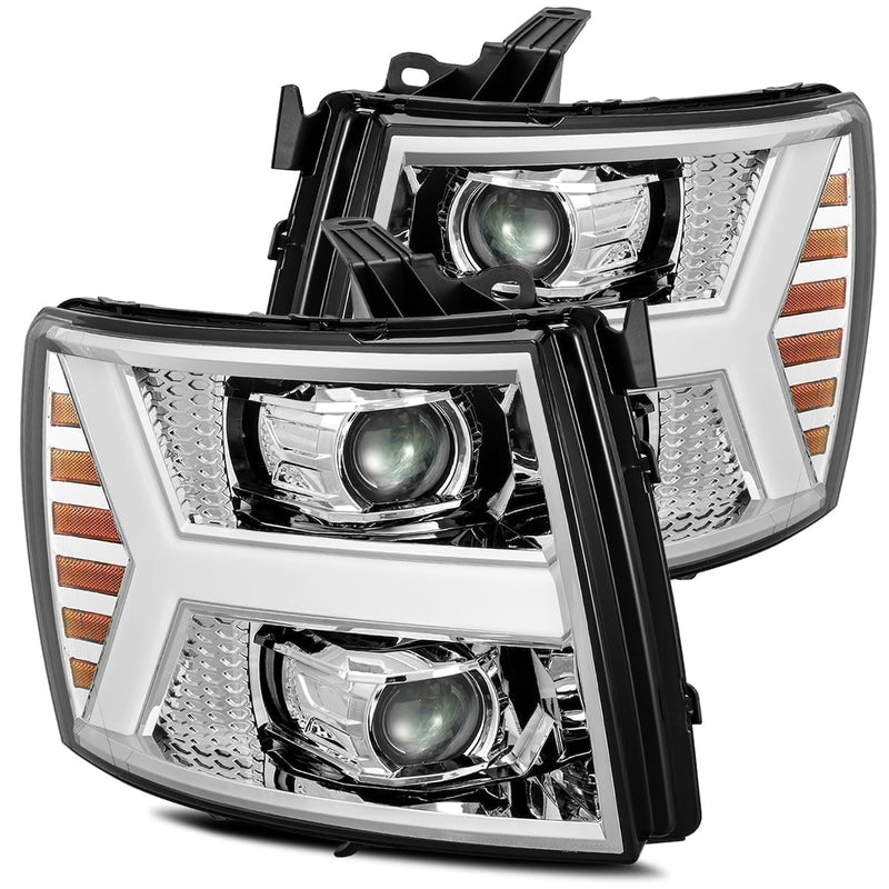 07-13 Chevrolet Silverado LUXX-Series LED Projector Headlights Chrome - Aspire Auto Accessories