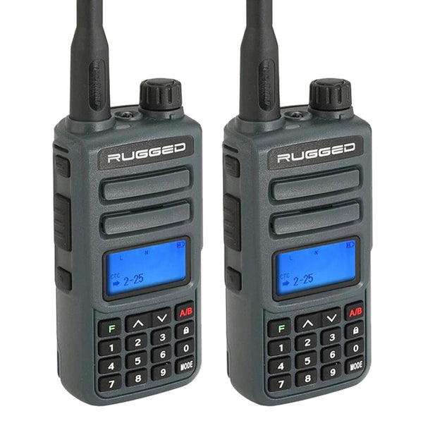 2 PACK - GMR2 GMRS and FRS Two Way Handheld Radios - Grey - Aspire Auto Accessories