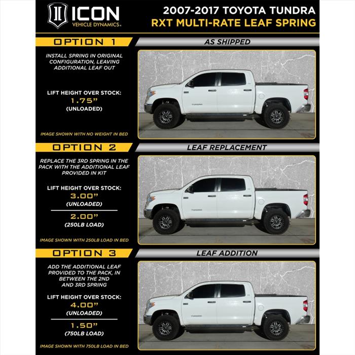 2007-2021 Toyota Tundra Multi Rate RXT Leaf Pack with Add in Leaf - Aspire Auto Accessories