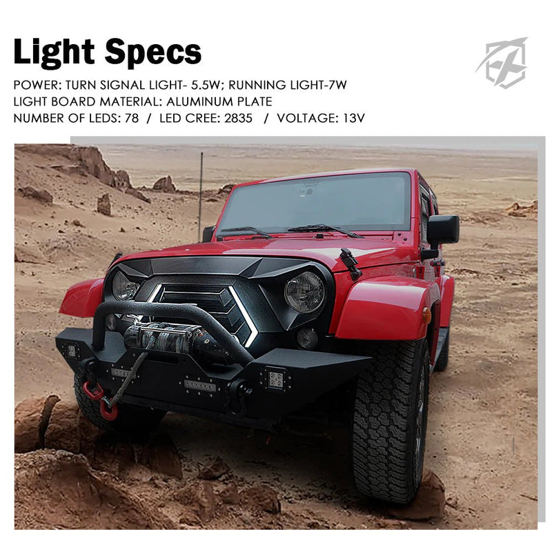Angry Grille with Turn Signal for Jeep Wrangler JK | Vader Series - Aspire Auto Accessories