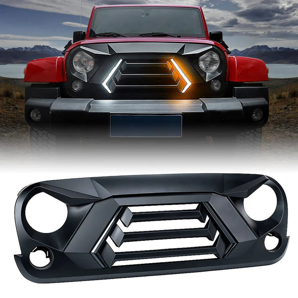 Angry Grille with Turn Signal for Jeep Wrangler JK | Vader Series - Aspire Auto Accessories