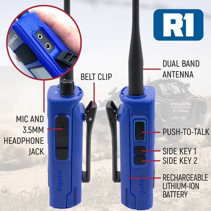 BUNDLE - R1 Handheld Radio with Long Range Antenna and High Capacity Battery - Aspire Auto Accessories