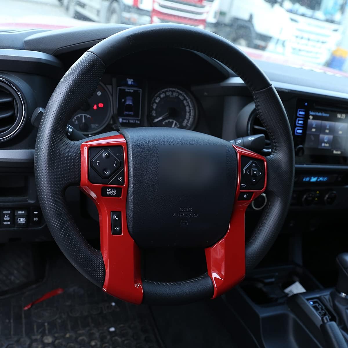 thumbnail image 2 of Give Your Tacoma A Sporty Look: ABS Carbon Fiber Steering Wheel Button Cover Trim (2016-2023) 2 of 3