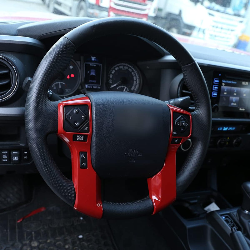 Matte Black Steering Wheel Button Frame Trim Cover For Toyota Tundra Tacoma 2016-2022 (2-Piece Set)