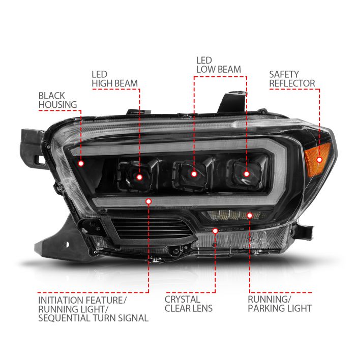 Full LED Projector Headlights with Start Up Sequence and Sequential Turn Signals for 2016-2023 Toyota Tacoma - Aspire Auto Accessories