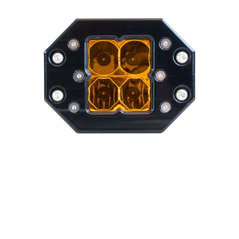 Heretic Quattro Flush Mount Amber LED Pod Light - Aspire Auto Accessories