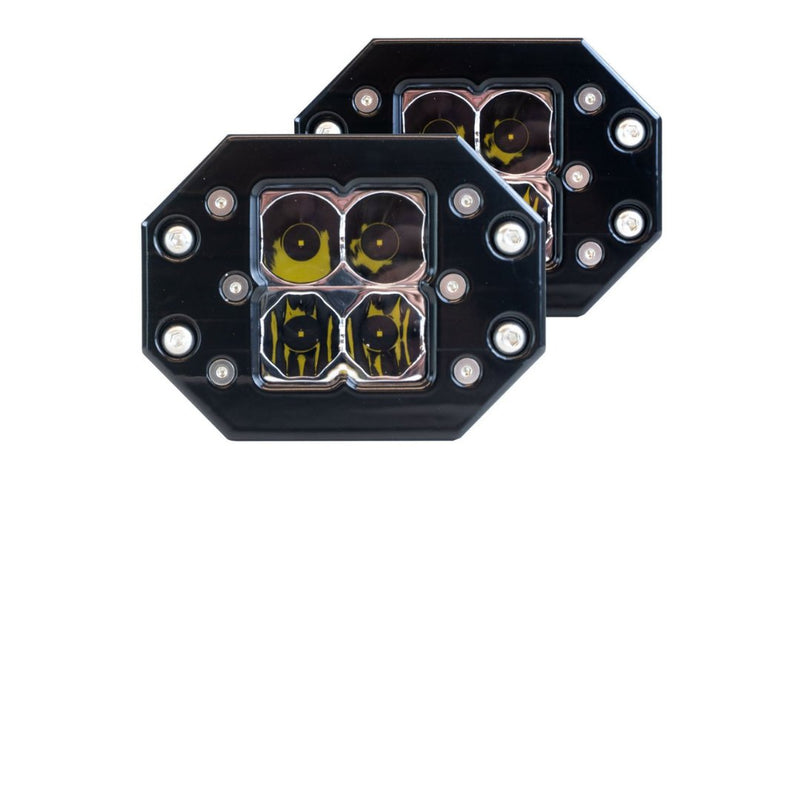 Heretic Quattro Flush Mount LED Pod Light - Pair Pack - Aspire Auto Accessories