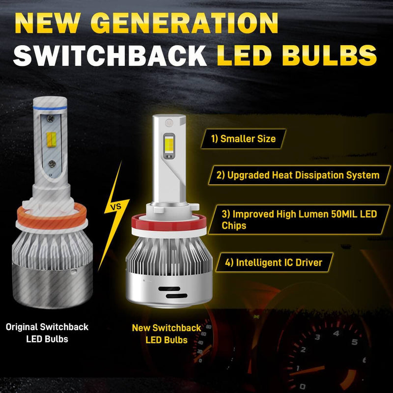 LD Plus Switchback H8 H11 H16 LED Fog Light Bulbs Flip Chip 60W 2 Modes | 2 Bulbs - Aspire Auto Accessories