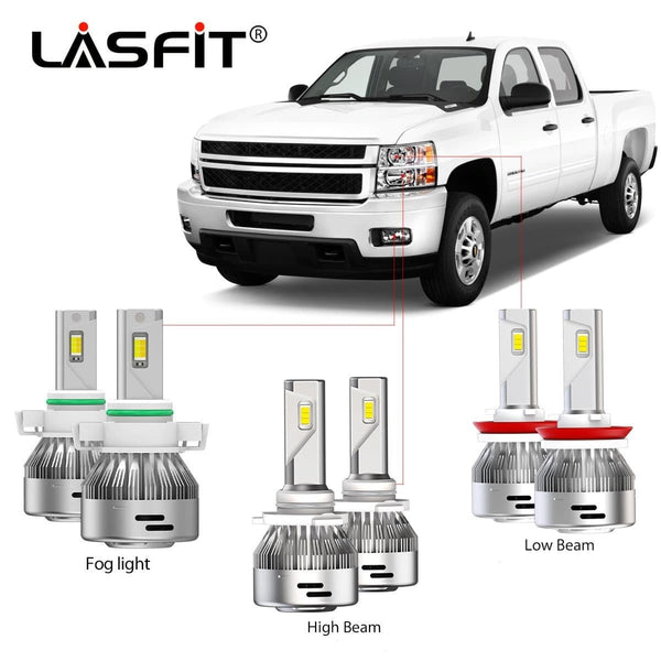 LED Headlight and Fog Light Bulb Package for 2008-2014 Chevrolet Silverado 2500HD / 3500HD - Aspire Auto Accessories