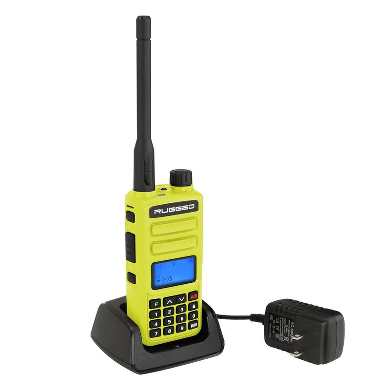 Rugged GMR2 GMRS and FRS Two Way Handheld Radio - High Visibility Safety Yellow - Aspire Auto Accessories